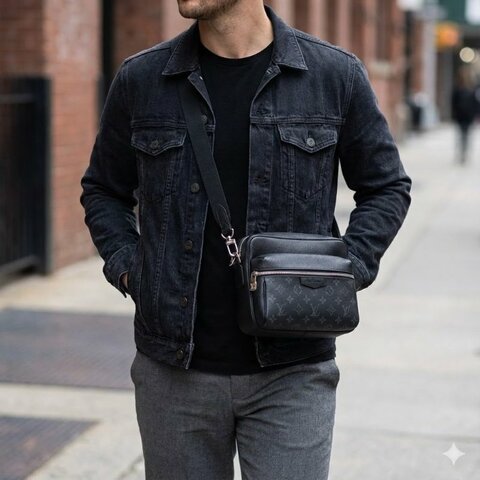 LV黑花黑武士郵差包 25*18*8 98新配件塵袋