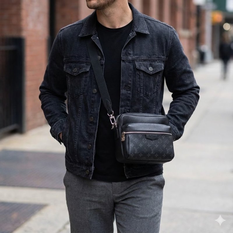 LV黑花黑武士郵差包 25*18*8 98新配件塵袋-0