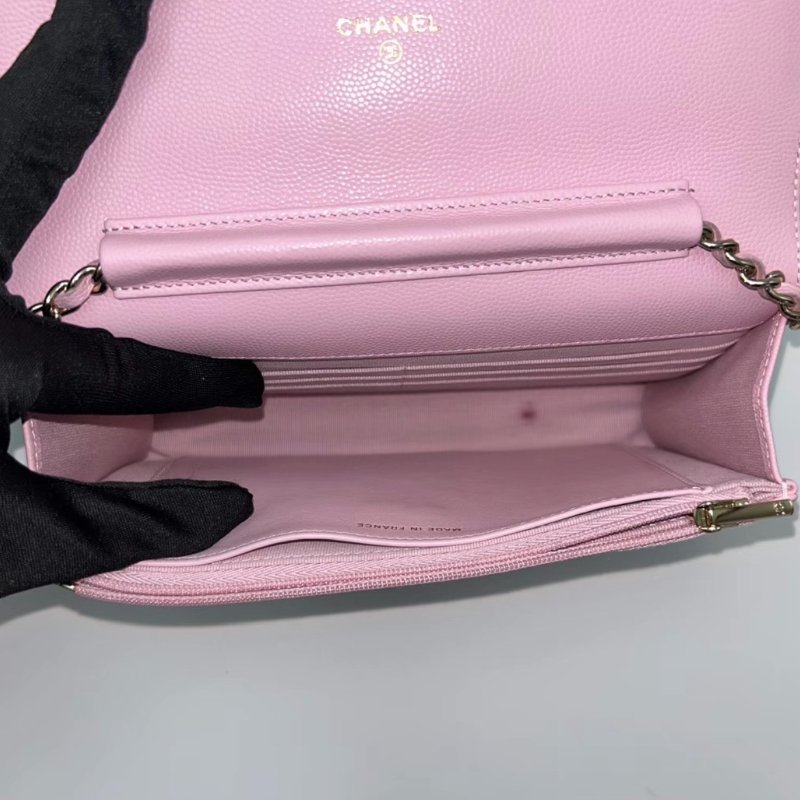 CHANEL24S櫻花粉金扣woc肩背斜背包19*12*4 98新配件塵袋-5