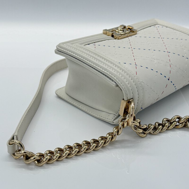 CHANEL LeBoy 灰白色 鏈條包-8