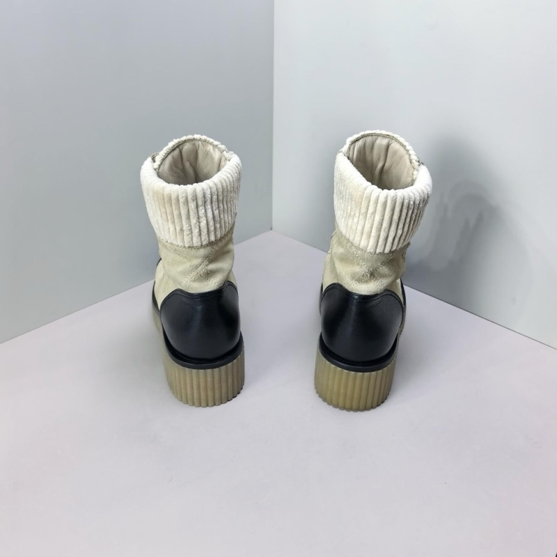 Chanel /香奈兒 麂皮淺駝色拼皮短靴 尺碼:36.5碼 98新-3