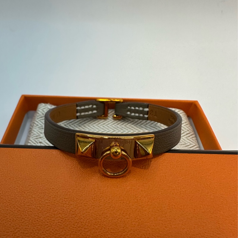 全新未使用 愛馬仕Hermes Rivale Mini手環 大象灰/玫瑰金-2