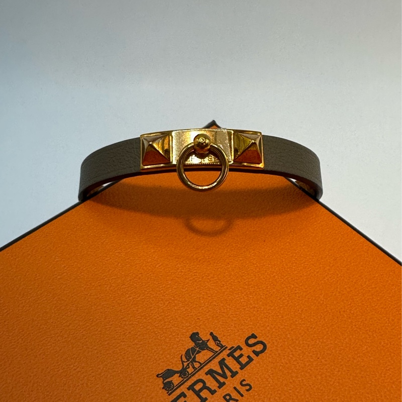 全新未使用 愛馬仕Hermes Rivale Mini手環 大象灰/玫瑰金-3
