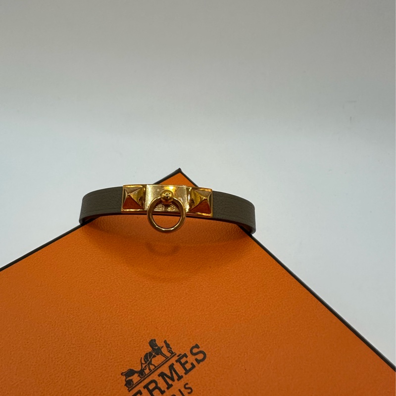 全新未使用 愛馬仕Hermes Rivale Mini手環 大象灰/玫瑰金-4