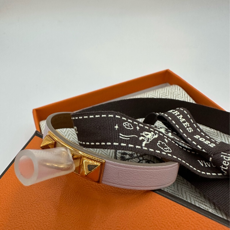 全新未使用 愛馬仕Hermes Rivale Mini手環 淡紫色/玫瑰金-1