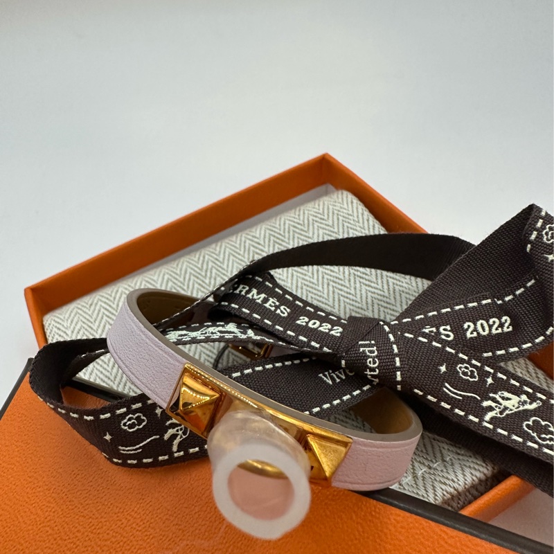 全新未使用 愛馬仕Hermes Rivale Mini手環 淡紫色/玫瑰金-2