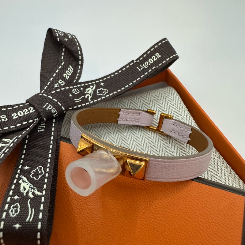 全新未使用 愛馬仕Hermes Rivale Mini手環 淡紫色/玫瑰金-3