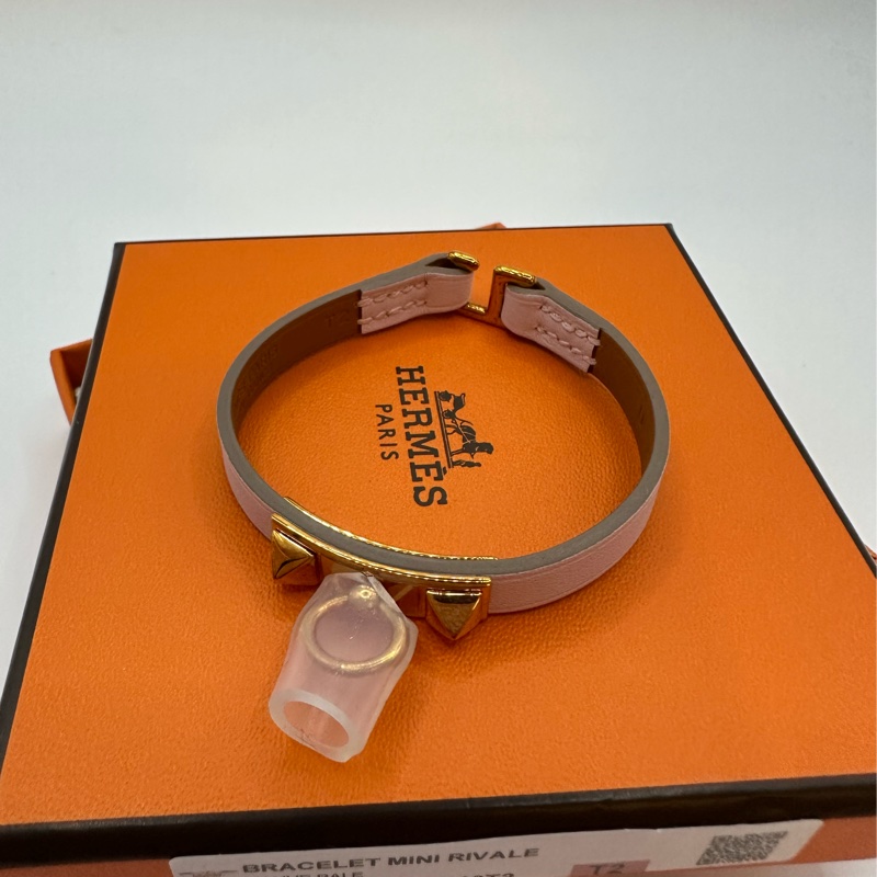 全新未使用 愛馬仕Hermes Rivale Mini手環 淡紫色/玫瑰金-4