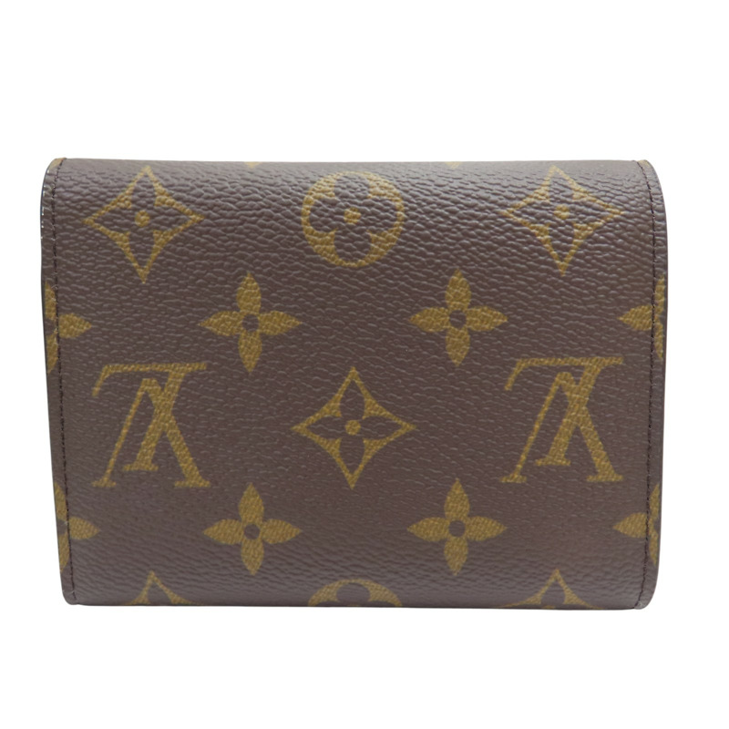 棕色 原花 帆布 Victorine 三折 扣式短夾【LOUIS VUITTON LV 路易威登】 M62472-1