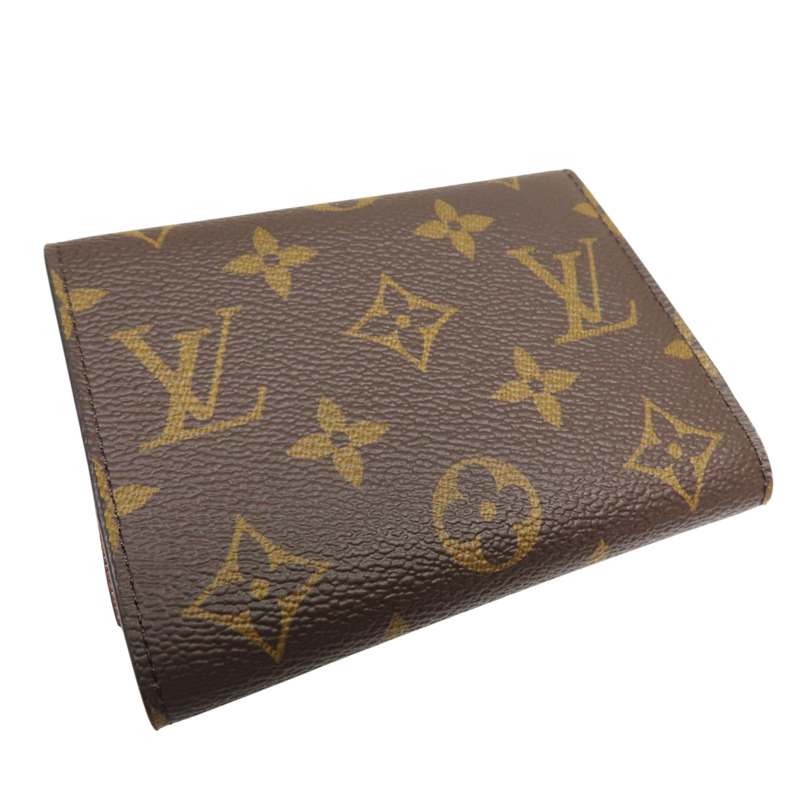 棕色 原花 帆布 Victorine 三折 扣式短夾【LOUIS VUITTON LV 路易威登】 M62472-3