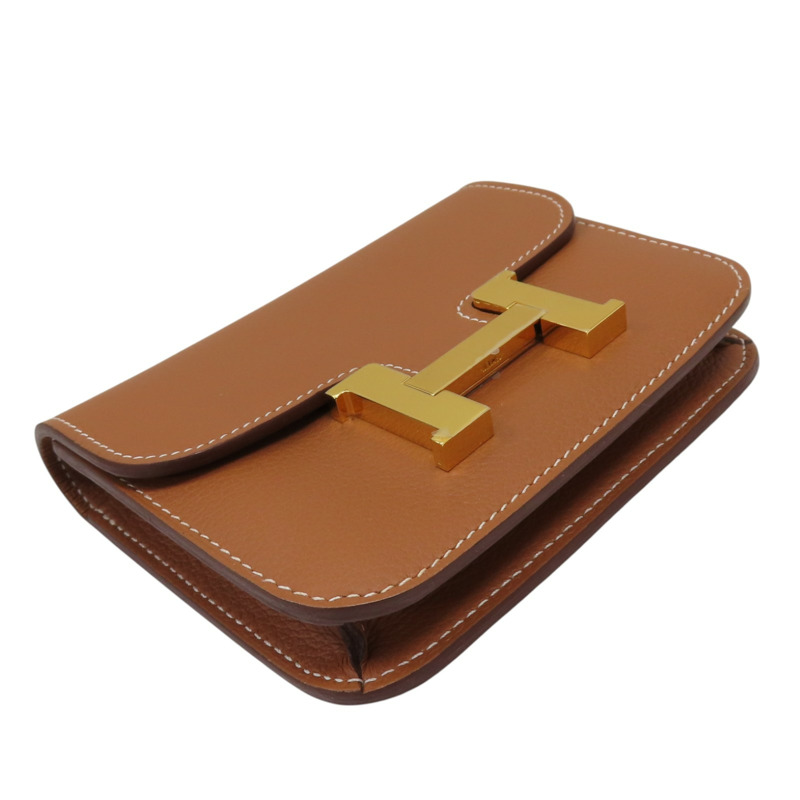 金棕色 Evercolor牛皮 Constance Slim 中夾 W刻 金扣【HERMES 愛馬仕】-2