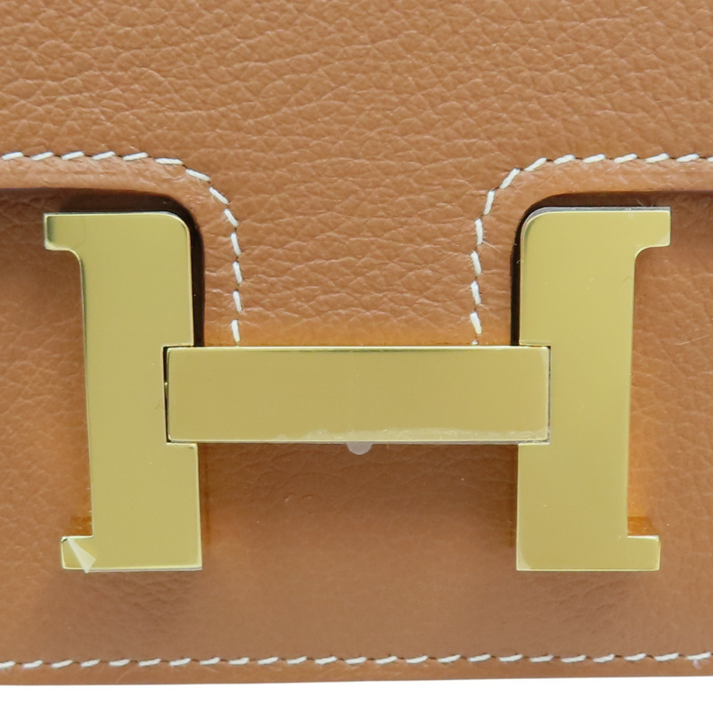 金棕色 Evercolor牛皮 Constance Slim 中夾 W刻 金扣【HERMES 愛馬仕】-6