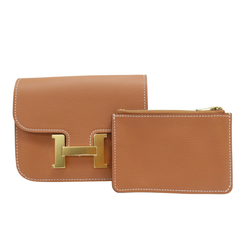 金棕色 Evercolor牛皮 Constance Slim 中夾 W刻 金扣【HERMES 愛馬仕】-10