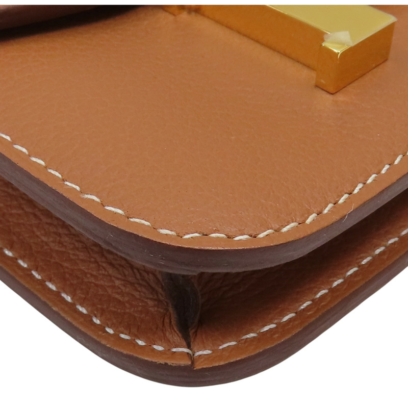 金棕色 Evercolor牛皮 Constance Slim 中夾 W刻 金扣【HERMES 愛馬仕】-11