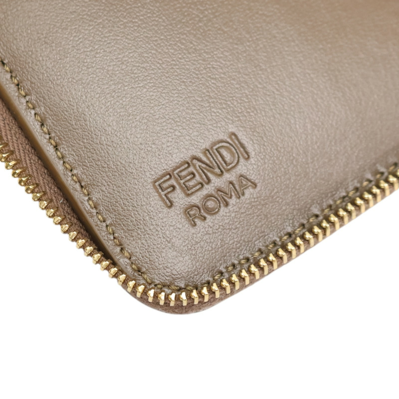 棕色牛皮 FF Diamonds 拉鍊短夾【FENDI 芬迪】 8M0508-11