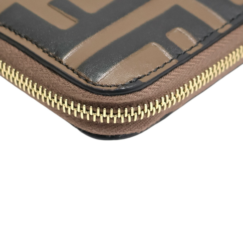 棕色牛皮 FF Diamonds 拉鍊短夾【FENDI 芬迪】 8M0508-16