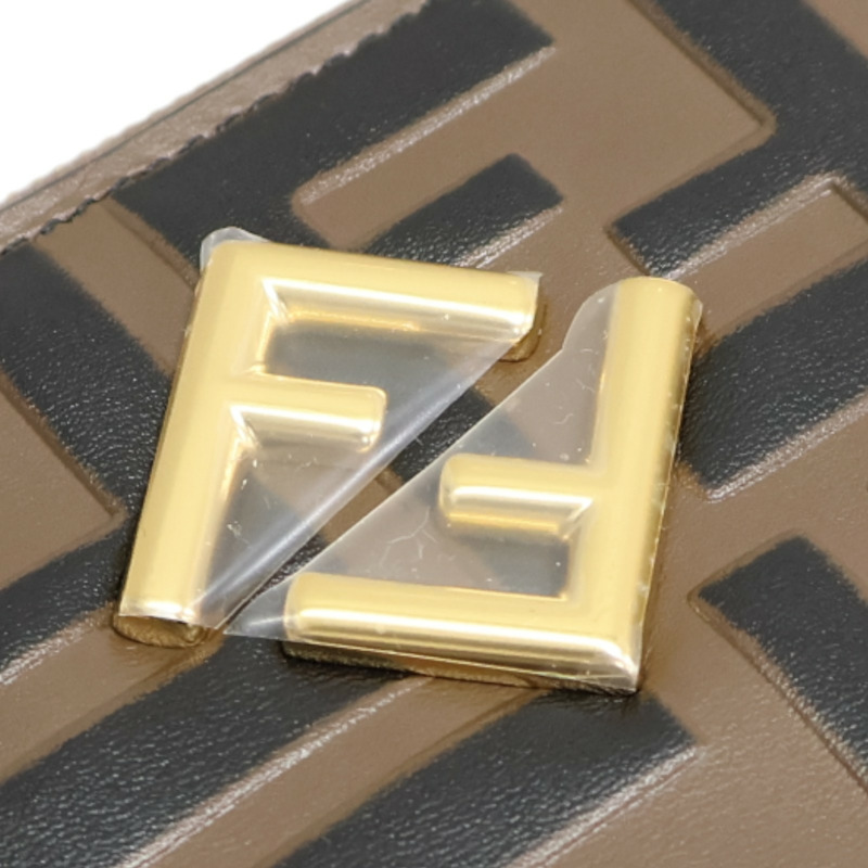 棕色牛皮 FF Diamonds 拉鍊短夾【FENDI 芬迪】 8M0508-18