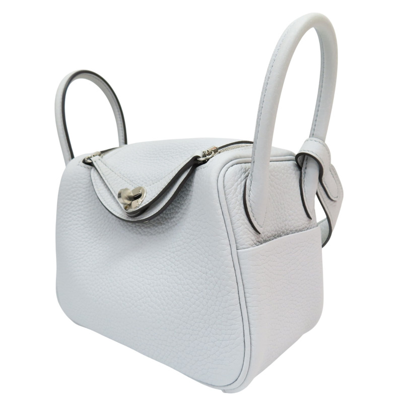 聖杯藍 Taurillon牛皮 Mini Lindy 肩背包 Z刻 銀扣【HERMES 愛馬仕】 H079086-2