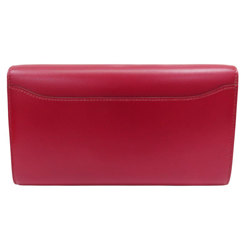 寶石紅 Veau Tadelakt牛皮 Constance To Go Wallet 肩背包 W釦 銀扣【HERMES 愛馬仕】 H082642CK-1