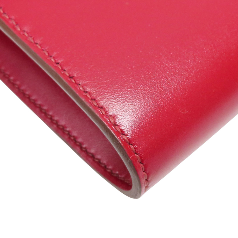 寶石紅 Veau Tadelakt牛皮 Constance To Go Wallet 肩背包 W釦 銀扣【HERMES 愛馬仕】 H082642CK-9