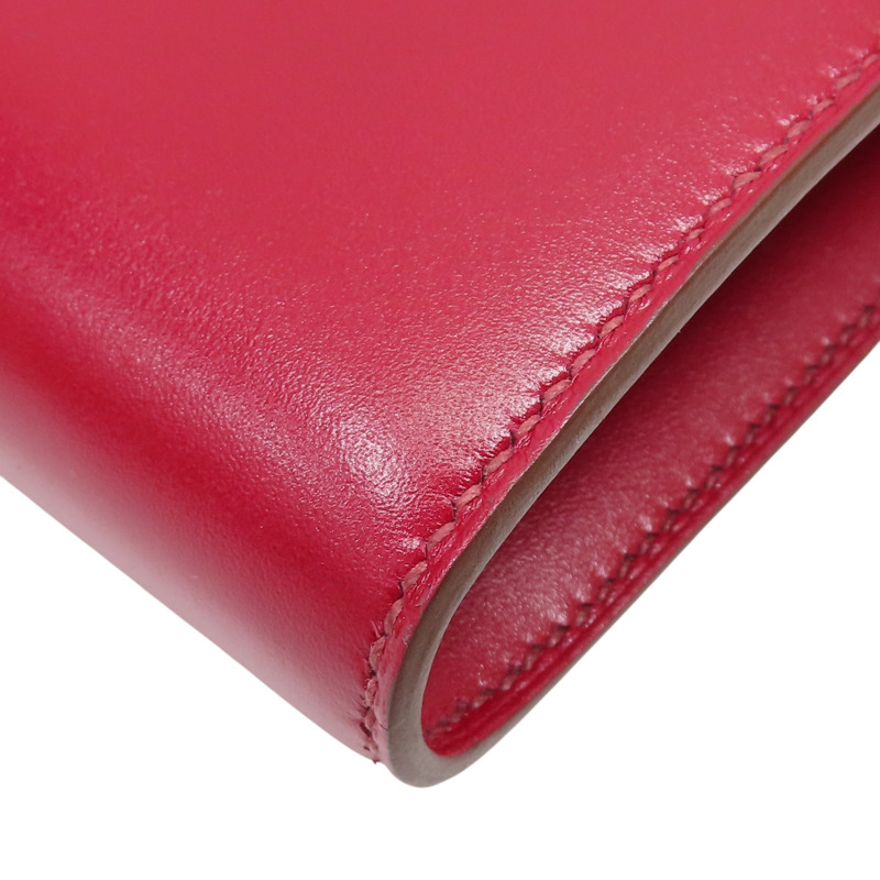 寶石紅 Veau Tadelakt牛皮 Constance To Go Wallet 肩背包 W釦 銀扣【HERMES 愛馬仕】 H082642CK-10