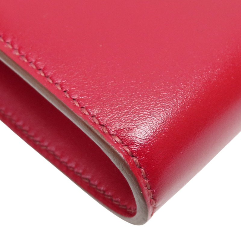寶石紅 Veau Tadelakt牛皮 Constance To Go Wallet 肩背包 W釦 銀扣【HERMES 愛馬仕】 H082642CK-11