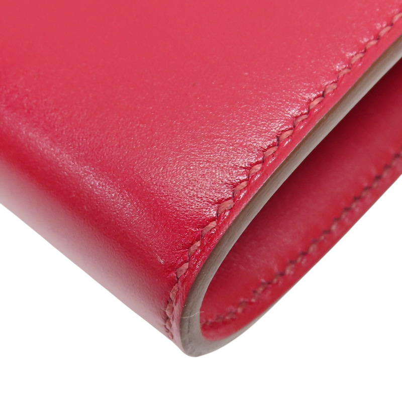 寶石紅 Veau Tadelakt牛皮 Constance To Go Wallet 肩背包 W釦 銀扣【HERMES 愛馬仕】 H082642CK-12