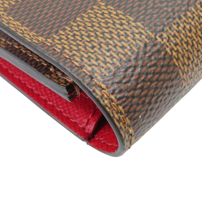 棕色 棋盤格帆布 Emilie 扣式長夾【LOUIS VUITTON LV 路易威登】 N63544-10