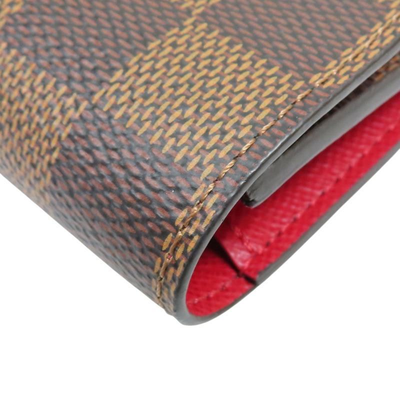 棕色 棋盤格帆布 Emilie 扣式長夾【LOUIS VUITTON LV 路易威登】 N63544-11