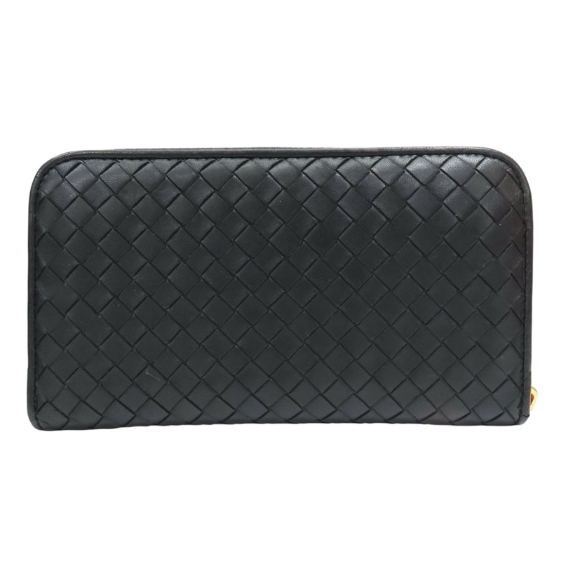 黑色 羊皮編織 拉鍊長夾【BOTTEGA VENETA BV 寶緹嘉】 114076-1
