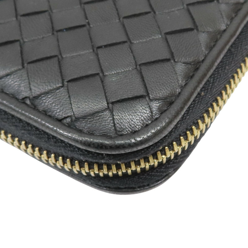 黑色 羊皮編織 拉鍊長夾【BOTTEGA VENETA BV 寶緹嘉】 114076-9