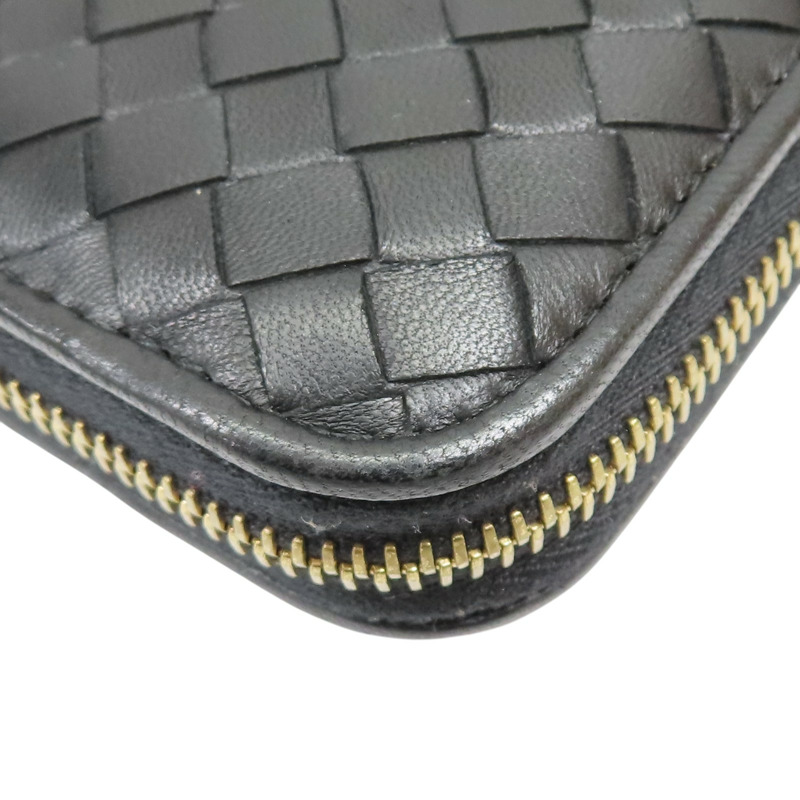 黑色 羊皮編織 拉鍊長夾【BOTTEGA VENETA BV 寶緹嘉】 114076-10