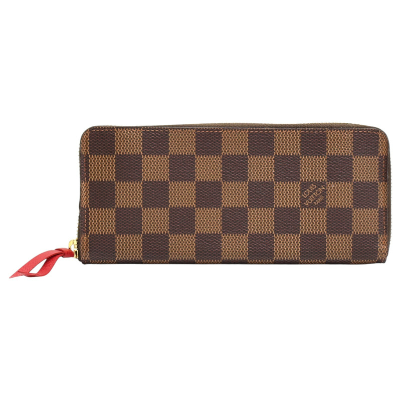 棕色 棋盤格帆布 Clemence 拉鍊長夾【LOUIS VUITTON LV 路易威登】 N60534-0
