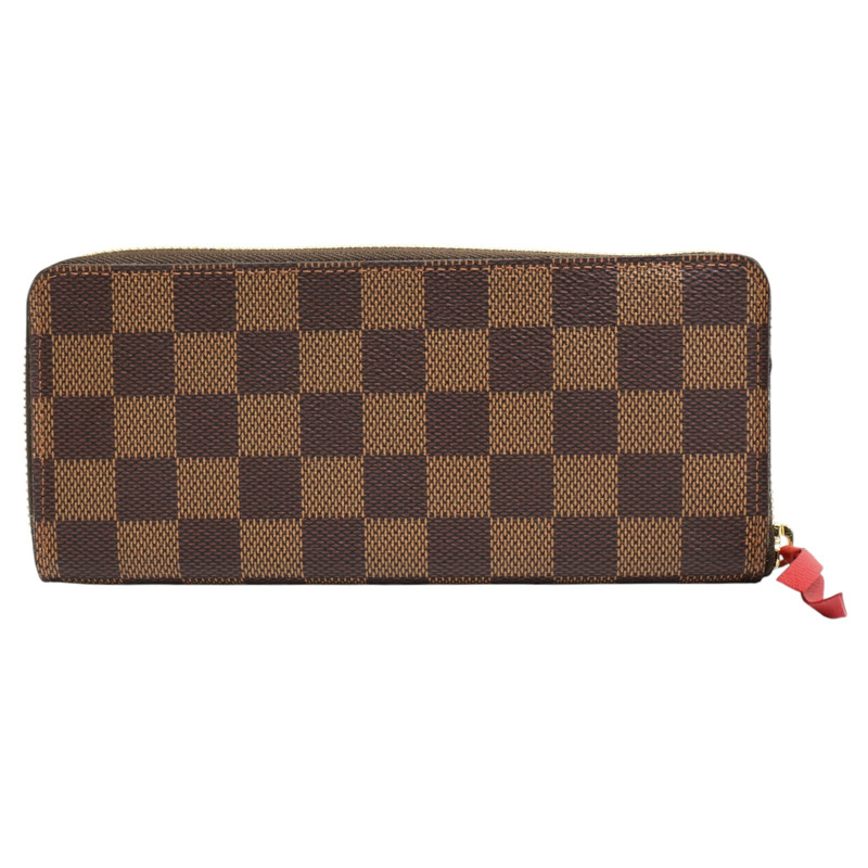 棕色 棋盤格帆布 Clemence 拉鍊長夾【LOUIS VUITTON LV 路易威登】 N60534-1