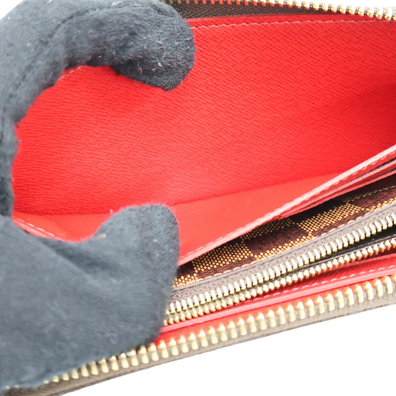 棕色 棋盤格帆布 Clemence 拉鍊長夾【LOUIS VUITTON LV 路易威登】 N60534-6