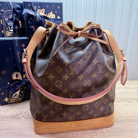 LV M42224 noe 經典老花字紋大水桶包肩背包