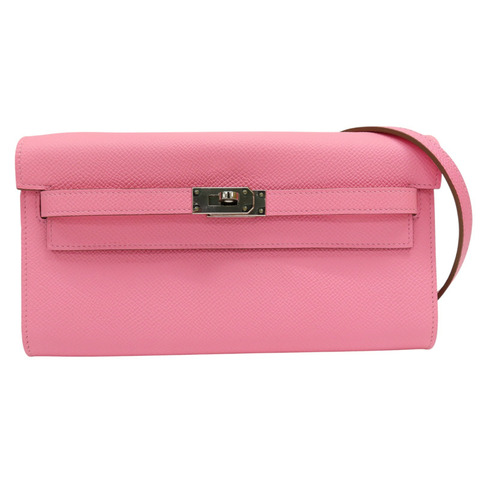 糖果粉 Epsom牛皮 Kelly To Go Wallet 肩背包 Y刻 銀扣【HERMES 愛馬仕】