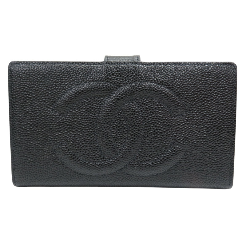 黑色 荔枝牛皮 Timeless CC 扣式長夾【CHANEL 香奈兒】 A13498-0
