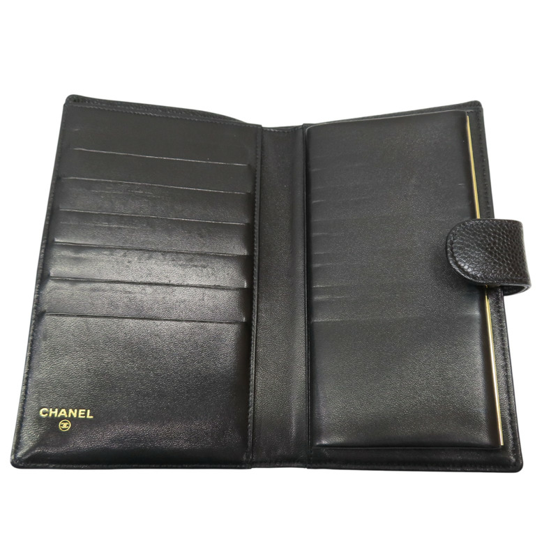 黑色 荔枝牛皮 Timeless CC 扣式長夾【CHANEL 香奈兒】 A13498-3