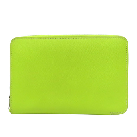 檸檬綠 Epsom牛皮 Azap Combine 拉鍊長夾 □O刻 銀扣【HERMES 愛馬仕】