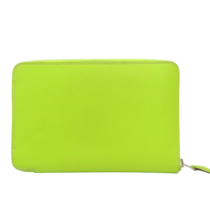 檸檬綠 Epsom牛皮 Azap Combine 拉鍊長夾 □O刻 銀扣【HERMES 愛馬仕】-1