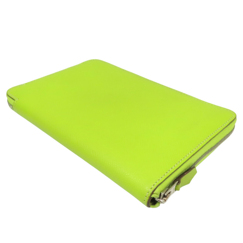 檸檬綠 Epsom牛皮 Azap Combine 拉鍊長夾 □O刻 銀扣【HERMES 愛馬仕】-3