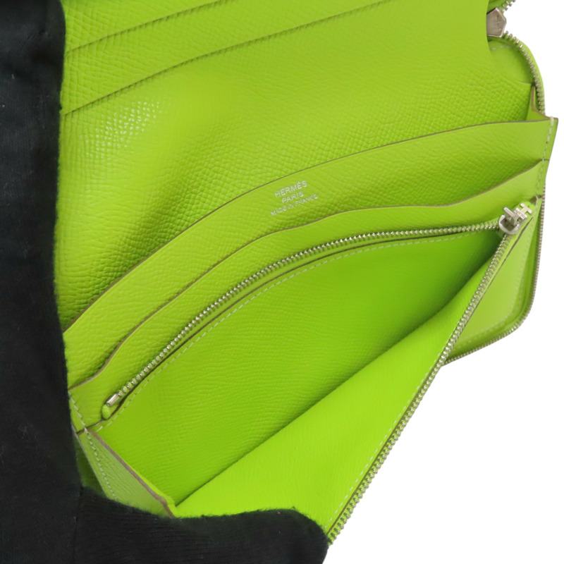 檸檬綠 Epsom牛皮 Azap Combine 拉鍊長夾 □O刻 銀扣【HERMES 愛馬仕】-6