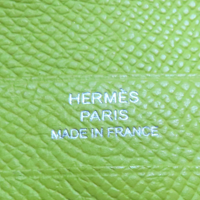 檸檬綠 Epsom牛皮 Azap Combine 拉鍊長夾 □O刻 銀扣【HERMES 愛馬仕】-8