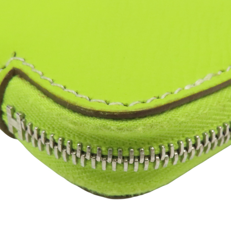 檸檬綠 Epsom牛皮 Azap Combine 拉鍊長夾 □O刻 銀扣【HERMES 愛馬仕】-11