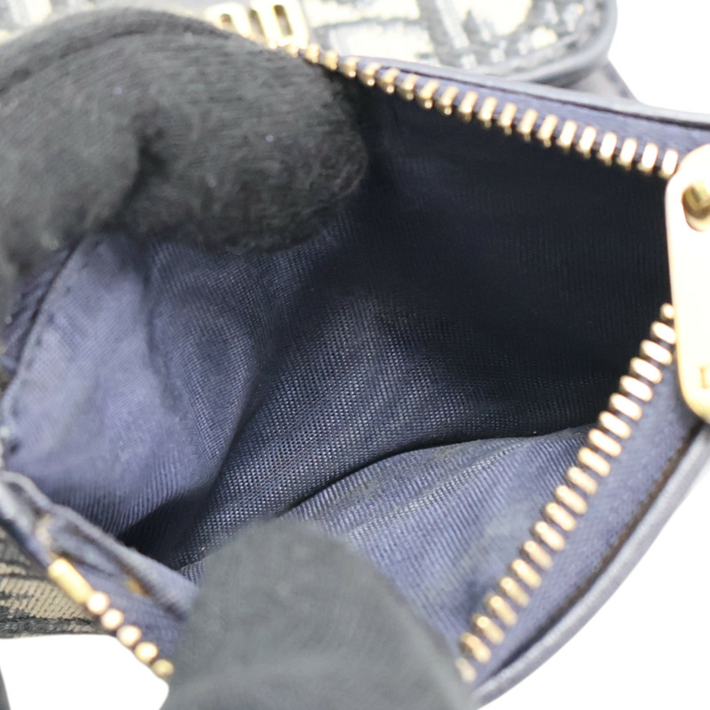 藍色 緹花帆布 DiorAddict 扣式短夾【Dior 迪奧】-8