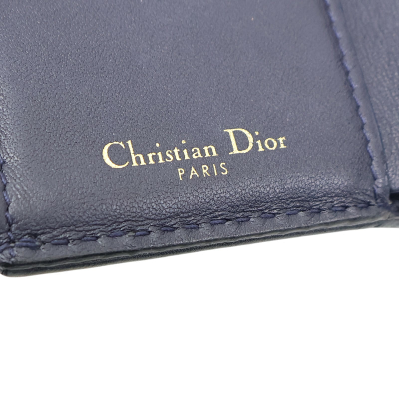 藍色 緹花帆布 DiorAddict 扣式短夾【Dior 迪奧】-9