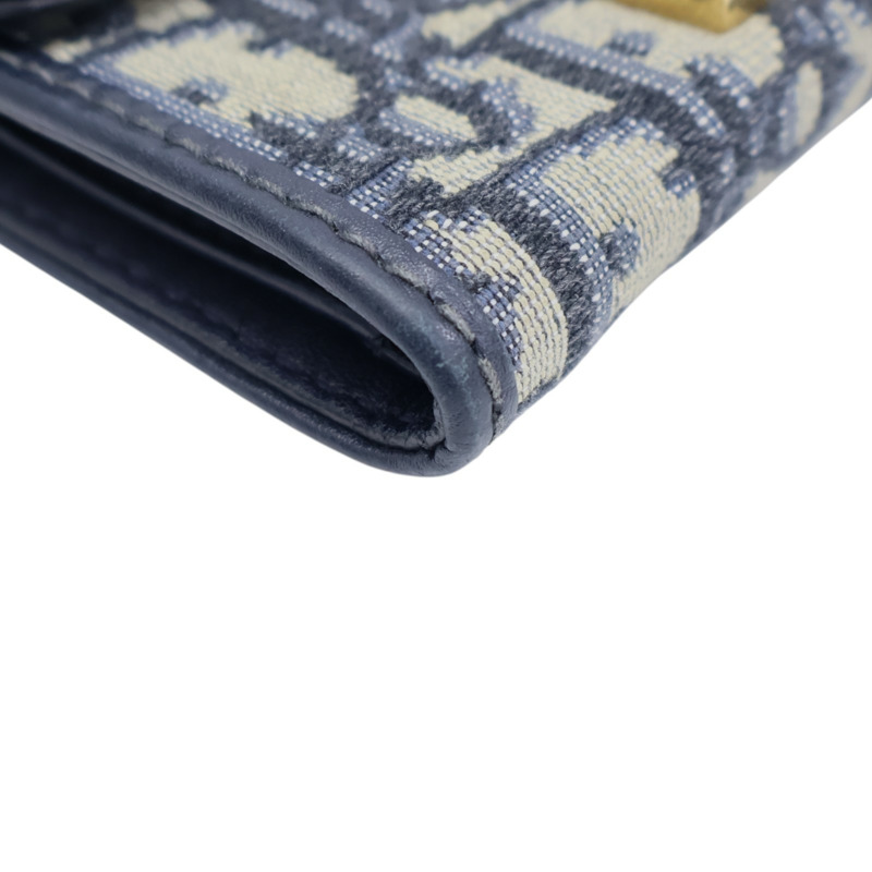 藍色 緹花帆布 DiorAddict 扣式短夾【Dior 迪奧】-11