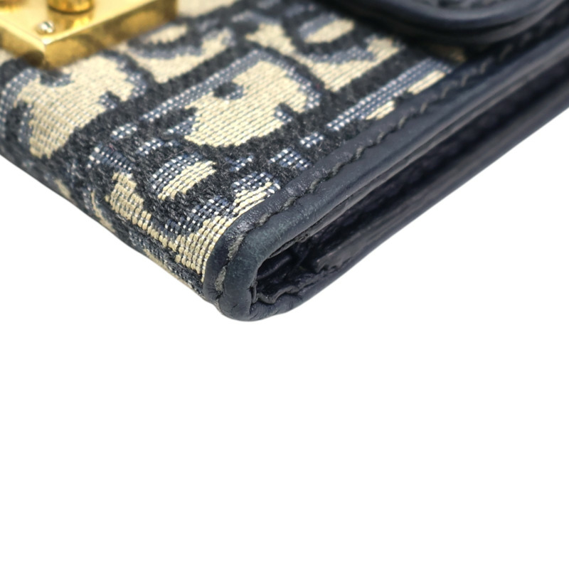 藍色 緹花帆布 DiorAddict 扣式短夾【Dior 迪奧】-12