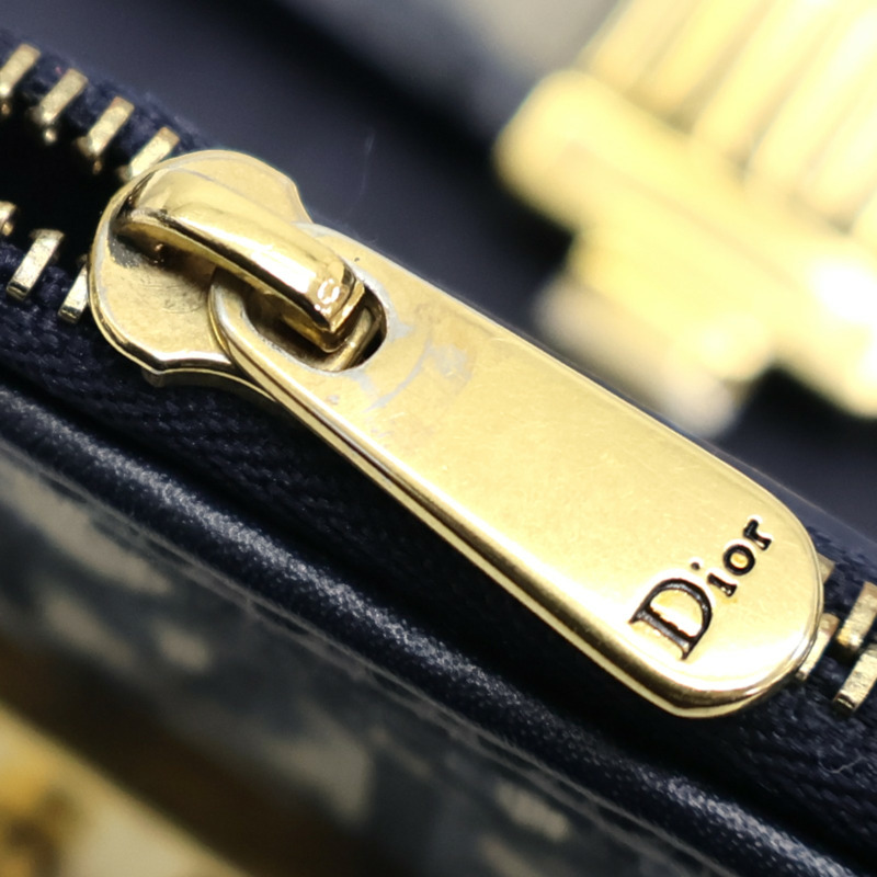 藍色 緹花帆布 DiorAddict 扣式短夾【Dior 迪奧】-18